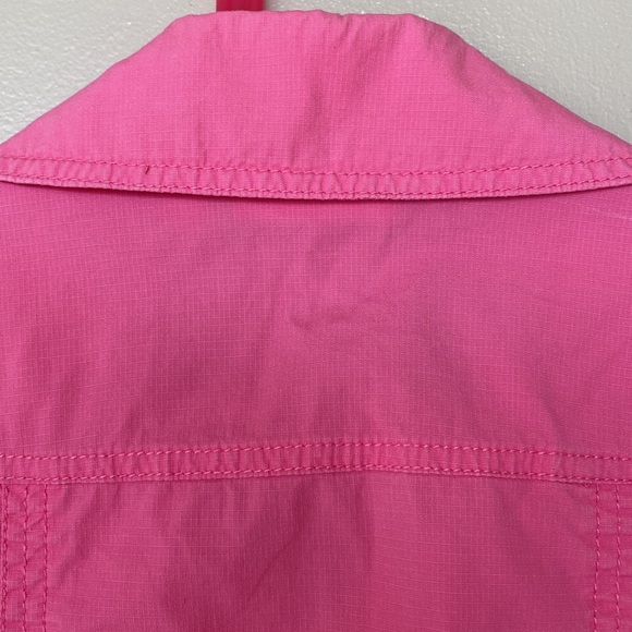 Chicos Hyper Pink Ricki Utility Button Down Short Sleeve Jacket - Picture 12 of 14
